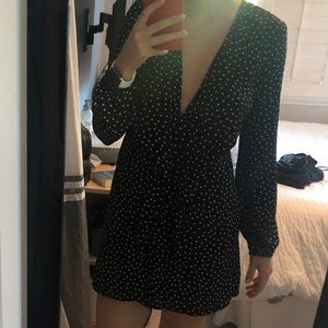 Black Long Sleeve Polka Dot Dress